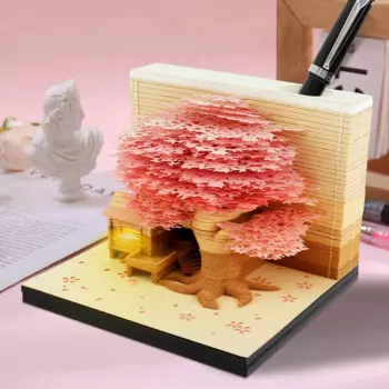 Настольный 3D блокнот для заметок, необычный блокнот для заметок в виде домика с елкой, блокнот для записей с искусством 3D, блокнот для заметок «сделай сам», 3D блокнот для записей, бумага для резьбы