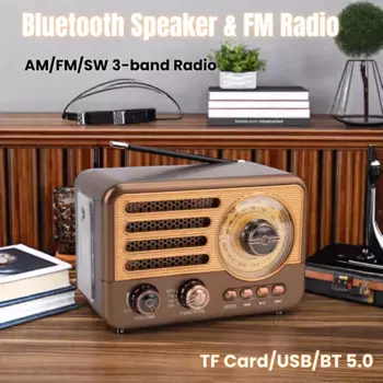 Настольный мини FM/AM/SW 3-полосный радиоприемник с высокой громкостью, Беспроводная музыкальная шкатулка, портативный Bluetooth динамик 2000 мАч с фонариком, USB/TF/AUX