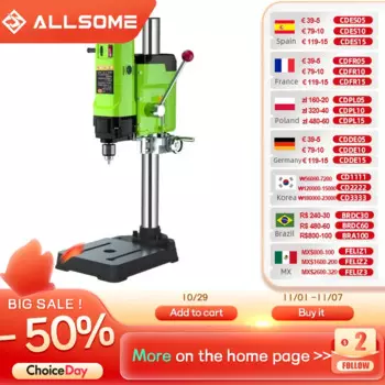 Настольный сверлильный станок ALLSOME, 880 Вт, BG-515702-13 мм