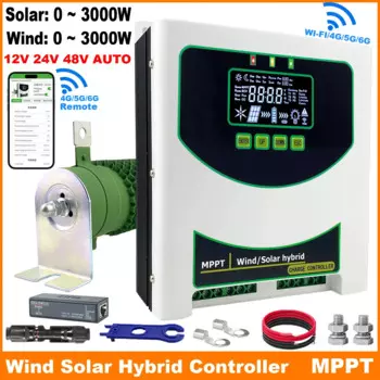 Настоящий MPPT Wind 6000 Вт и солнечный гибридный контроллер заряда 5000 Вт, 12/24 В/48 В, автоматический домашний выпрямитель с резистором нагрузки сброса