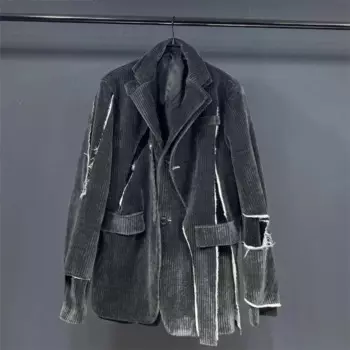 Настраиваемый вельветовый Костюм-двойка, куртка, состаренный теплый утепленный костюм, пиджак для мужчин и женщин Y4172