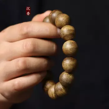 Натуральный вьетнамский браслет Nha Zhuang Yingge, зеленый шахматный браслет Nan Agarwood, 9 точек, погружной деревянный браслет Будды с бусинами