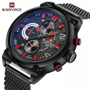 NAVIFORCE Элитный бренд Мужские спортивные часы Многофункциональные сетчатые стальные ремешки Мужские наручные часы Военные кварцевые мужские часы Relojes Hombre