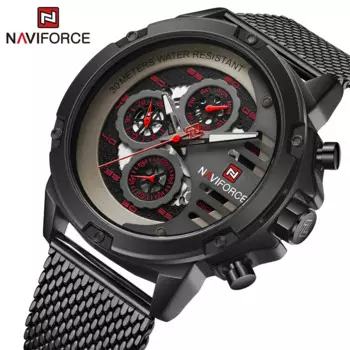 NAVIFORCE Многофункциональные мужские часы с хронографом из нержавеющей стали, часы с календарем, водонепроницаемые спортивные мужские часы Relogio Masculino