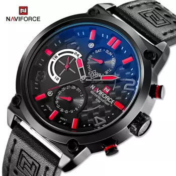 NAVIFORCE модные повседневные спортивные часы для мужчин, элитный бренд, военные кварцевые наручные часы из натуральной кожи, мужские водонепроницаемые часы с датой