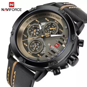 NAVIFORCE мужские часы Топ бренд класса люкс водонепроницаемые 24 часа дата Кварцевые часы мужские кожаные спортивные наручные часы мужские водонепроницаемые часы