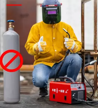 NB-200 безвоздушный двухэкранированный сварочный аппарат, маленький портативный 220 В, домашний аппарат для сварки с покрытием медным и углекислотным газом