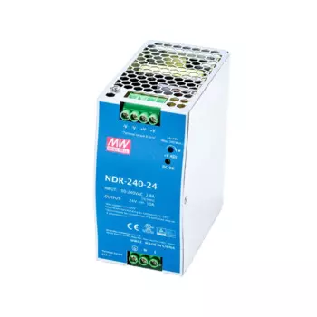 NDR-240-24 AC-DC единичный выходной Промышленный источник питания на DIN-рейке; Выход 24 В постоянного тока на 10 А; Металлический чехол