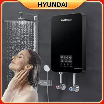 Небольшой Электрический водонагреватель HYUNDAI, мгновенный быстрый нагрев, интеллектуальный, постоянная температура, для ванной и душа, английский дисплей