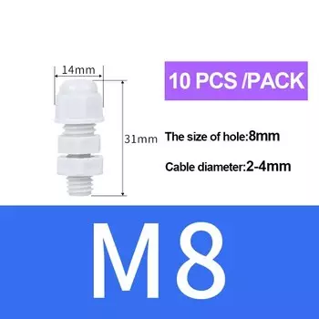 Нейлоновые кабельные вводы IP68 M8-M20 набор из 10 штук