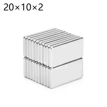 Неодимовый магнит 20 шт. 20x10x2, Блок N35 NdFeB супермощный сильный постоянный магнит imanes, 20 мм x 10 мм x 2 мм
