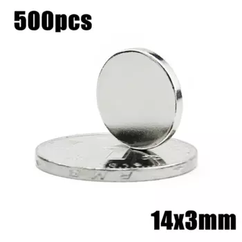 Неодимовый магнит NdFeB N35, 500 шт., 14 х3 мм, диаметр 14 х3 мм