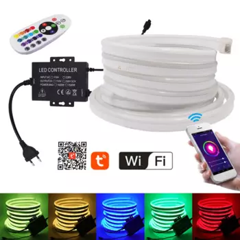 Неоновая Светодиодная лента 220 В 110 светодиодный 5050, Светодиодная лента RGB с Wi-Fi управлением, 80 светодиосветодиодный s/m, светильник аемая неоновая лента, веревочная лампа