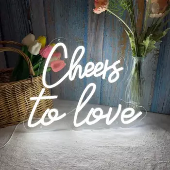Неоновая вывеска Cheers to Love для настенного декора, светодиодная подсветка для спальни, белые светодиодные вывески 15,7x11,8 дюйма, 5 В, USB