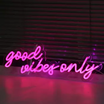 Неоновая вывеска Good Vibes Only, Подарок на годовщину, настенное украшение для спальни, свадебное украшение, коммерческое ослепительное освещение, логотип