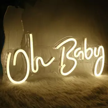 Неоновая вывеска Oh Baby для украшения стен, декор детской комнаты, теплый белый цвет, неоновая лампа, детская комната для дня рождения, детская комната для душа, USB, неоновая