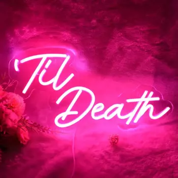 Неоновая вывеска Til Death, декоративная Свадебная вечеринка до смерти, декор на День святого Валентина, Свадебное предложение, неоновое украшение