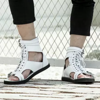 New Men Sandals Black White Buckle Strap Zipper Men's Sandals Slippers Shoes for Men сандалии мужские летние
