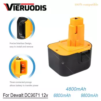 Никель-металлогидридный аккумулятор для электроинструмента Dewalt, 12 В, 4800 мАч, DW9072, DW9071, DC9071, DE9037, DE9071, DE9072, DE9074, DE9075, 152250-27