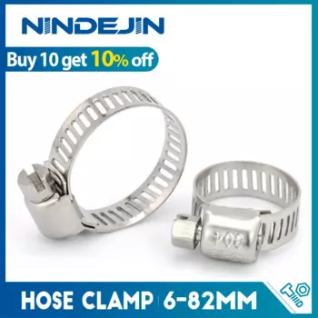 NINDEJIN Хомуты для шланга из нержавеющей стали 6-82 мм 3-10 шт