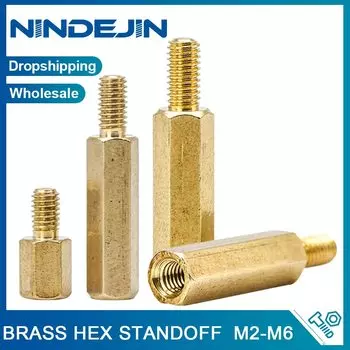 NINDEJIN Латунные шестигранные распорные винты M2 M3 M4 M5 M6