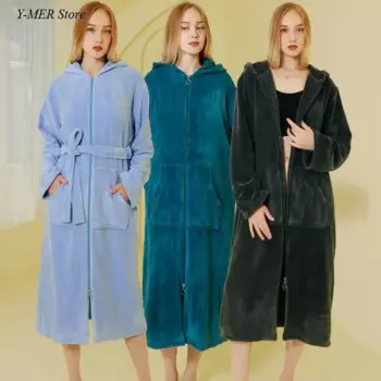 Ночная рубашка с капюшоном, зимне-осенняя одежда для сна для пары, мужская одежда для сна, теплый фланелевой халат, свободная одежда для дома, плотная домашняя одежда