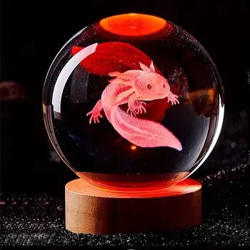 Ночник хрустальный 3D аксолотль