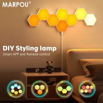 Ночник MARPOU «сделай сам», RGB игровая комнатная настенная лампа с дистанционным управлением через приложение для украшения дома