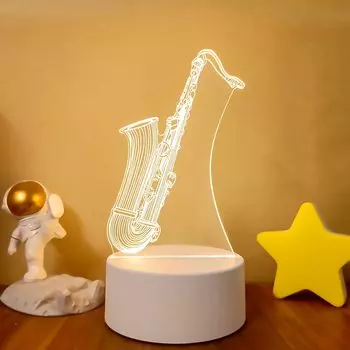 Ночник Sololandor 3D музыкальные ноты теплый белый свет