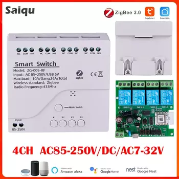 NoEnName_Null 4-канальный Zigbee реле модуль для умного дома 85-250В