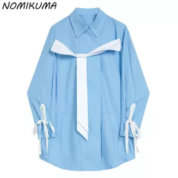 Nomikuma, Новинка осени 2023, модная повседневная винтажная блузка, женская блузка в Корейском стиле, рубашки для женщин