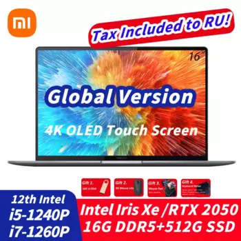 Ноутбук Xiaomi Book Pro 16 2022 с 16-дюймовым сенсорным экраном 4K OLED i7-1260P / i5-1240P RTX 2050 / Iris Xe 16G LPDDR5 + 512G SSD-ноутбук
