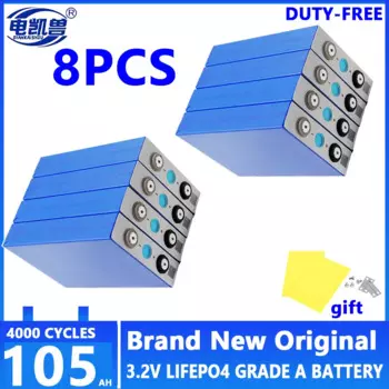 НОВЫЙ 8 шт. 105 Ач-320 Ач LiFePO4 3,2 В аккумуляторная батарея, подходит для DIY 12 В 24 В 48 В караван морская солнечная энергетическая система без налога
