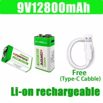 НОВЫЙ литий-ионный аккумулятор 9 В, 12800 мАч, аккумуляторы Micro USB, литиевые аккумуляторы 9 В для мультиметра, микрофона, игрушки, пульт дистанционного управления, использование KTV