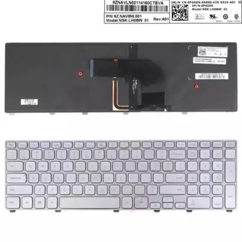 Новая английская клавиатура US для Dell Inspiron 17-7000 17-7737 17 7000 7746 7737 с серебряной подсветкой
