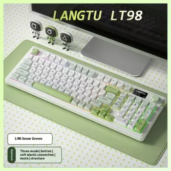 Новая беспроводная игровая офисная Bluetooth клавиатура Langtu L98, бесшумная трехрежимная Rgb клавиатура с ручкой экрана, периферийные устройства для игрового компьютера