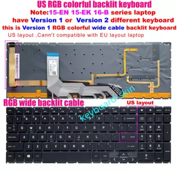Новая цветная клавиатура с RGB-подсветкой для HP Omen 15-EK *** 15-EN *** 16-B *** искусственная фотография версия 1