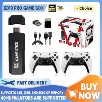Новая игровая консоль GD10 PRO 4K HD 2,4G, игровой плеер, портативный беспроводной контроллер GamePad TV Stick 20000 + игра