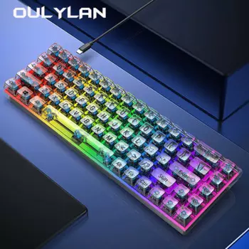 Новая Механическая клавиатура K60, прозрачная клавиатура с радужной RGB подсветкой, игровая клавиатура с подсветкой типа C, проводная клавиатура с 68 клавишами