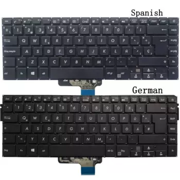 Новая немецкая/испанская клавиатура для ноутбука ASUS VivoBook X510 X510U X510UA X510Q A510U F510U UK505B UX530 UX550 UX580 GR/SP, Черная
