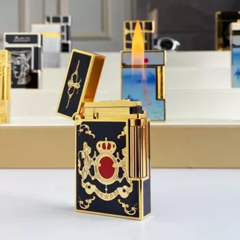 Новая памятная версия, роскошная зажигалка с одним и двойным пламенем, пинг-звук, натуральная краска, сигаретная Бутановая Зажигалка для курения 12130