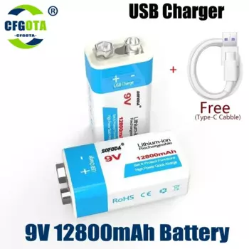 Новая перезаряжаемая батарея 9В 12800 мАч 6F22 Micro USB 9В литий-ионные литиевые батареи для мультиметра микрофона игрушки пульта дистанционного управления KTV
