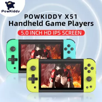 Новая портативная игровая консоль POWKIDDY 2022 X51, 5 дюймов, большой экран, детская Подарочная игрушка, игровой плеер с поддержкой контроллеров, эмулятор PS1