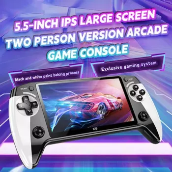 Новая портативная игровая консоль X9, 1500 мА/ч, 5,5 дюйма, IPS HD экран, поддержка Duo игр, GB GBA GBC игры, портативные игровые плееры
