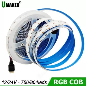 Новая светодиодная лента COB 12 В 24 В 576 светодиодов 840LED Линейное освещение высокой плотности Гибкая ленточная лампа для украшения дома
