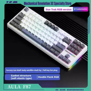 Новая трехрежимная механическая клавиатура Aula F87, 2,4 г, Bluetooth, прокладка, колпачок Pbt, с возможностью горячей замены, механическая игровая клавиатура с RGB-подсветкой