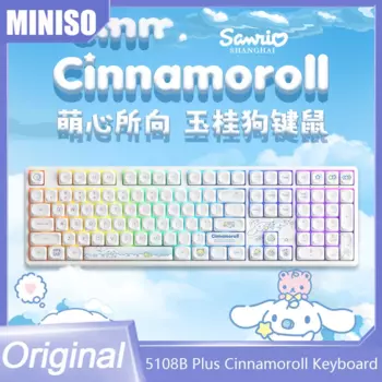 Новая трехрежимная механическая клавиатура Sanrio Cinnamoroll 5108b Plus, мышь, беспроводная Bluetooth-клавиатура, RGB, 108 клавиш, Moa Keycap