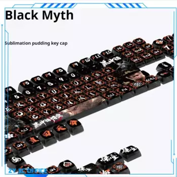 Новая взрывоопасная Оригинальная клавиатура черная миф Wukong keycap с высоким содержанием PBT PC боковая прозрачная термосублимация ASA height