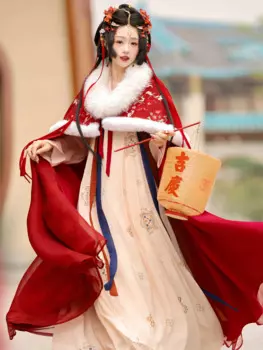 Новая женская накидка Hanfu, красная накидка, повседневное энергичное весенне-осеннее пальто