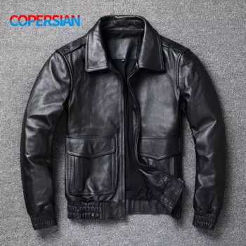 Новинка 2022, Мужская зимняя кожаная куртка COPERSIAN размера плюс 8XL, Мужская классическая качественная куртка A2 куртка из бычьей кожи из натуральной кожи